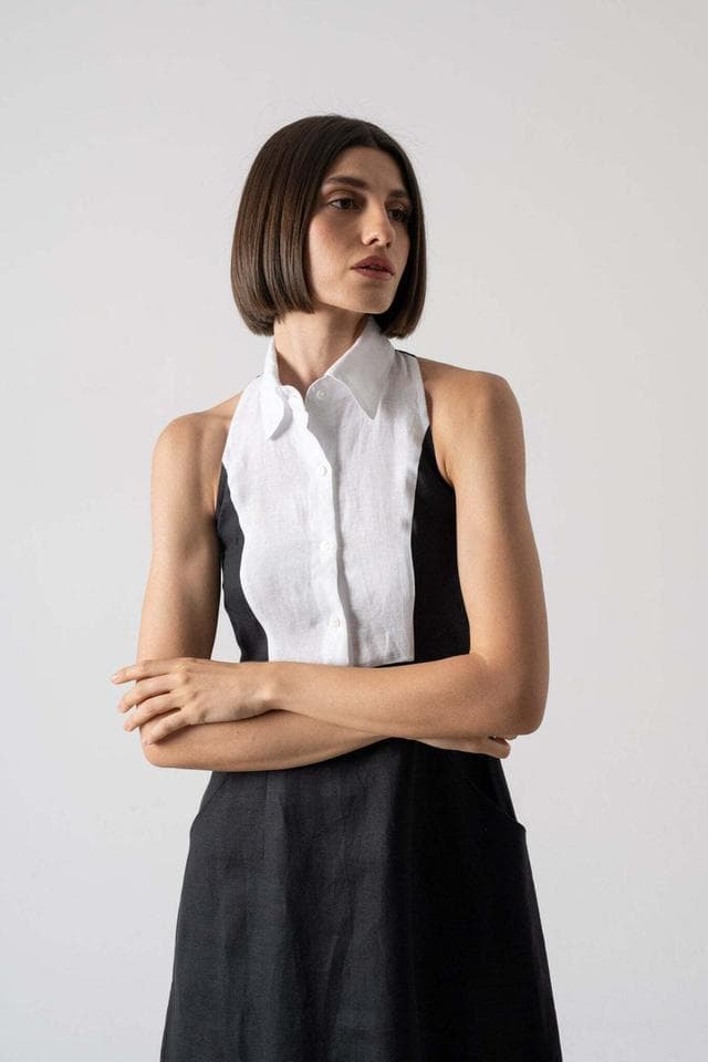 LUXMII Tuxedo dress in black