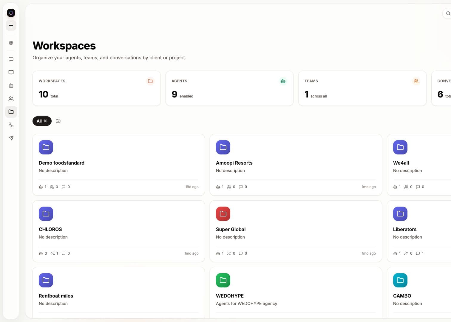 The Liberators OS workspaces screen